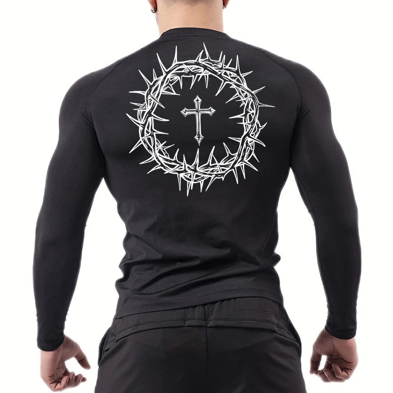 Cross design compression shirt