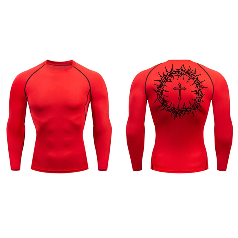 Cross design compression shirt