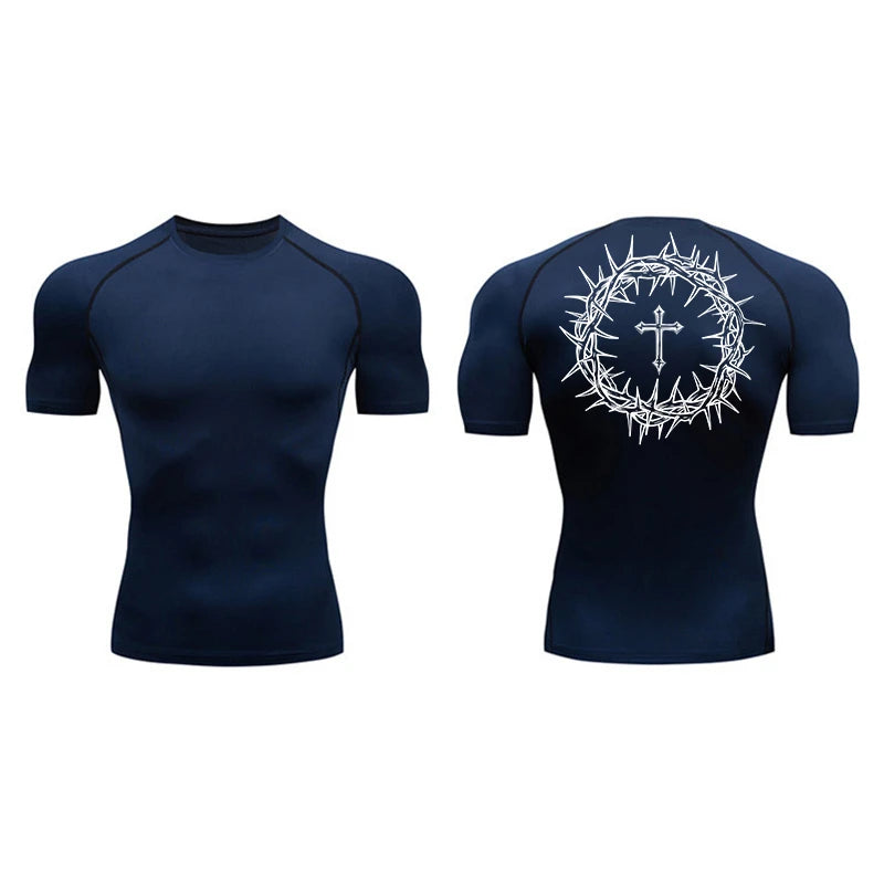 Cross design compression shirt