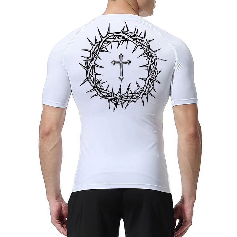 Cross design compression shirt