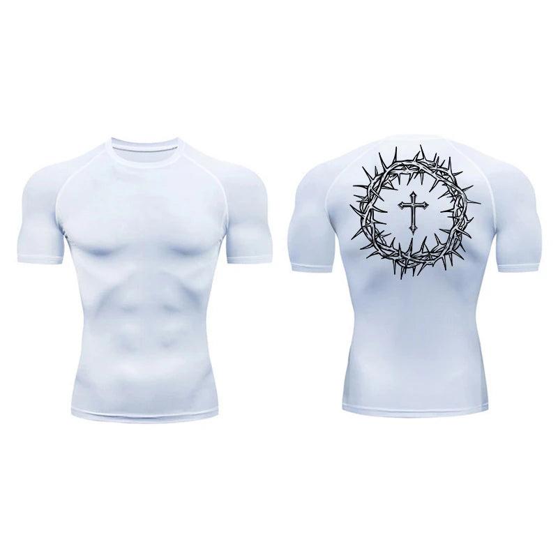 Cross design compression shirt