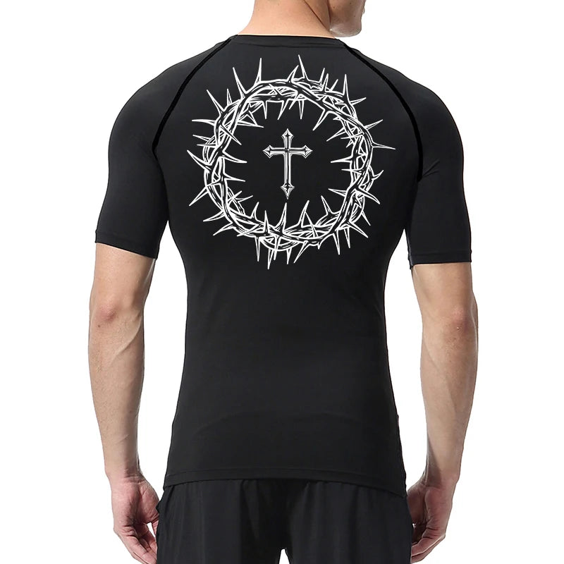 Cross design compression shirt