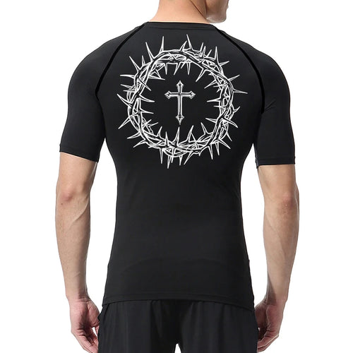 Cross design compression shirt