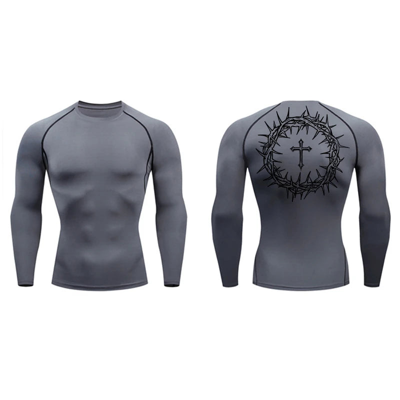 Cross design compression shirt