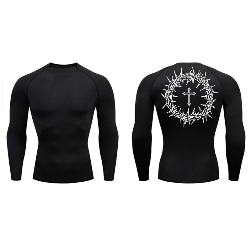 Cross design compression shirt