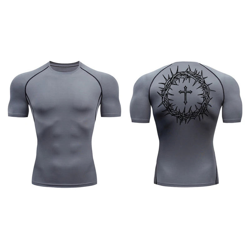 Cross design compression shirt