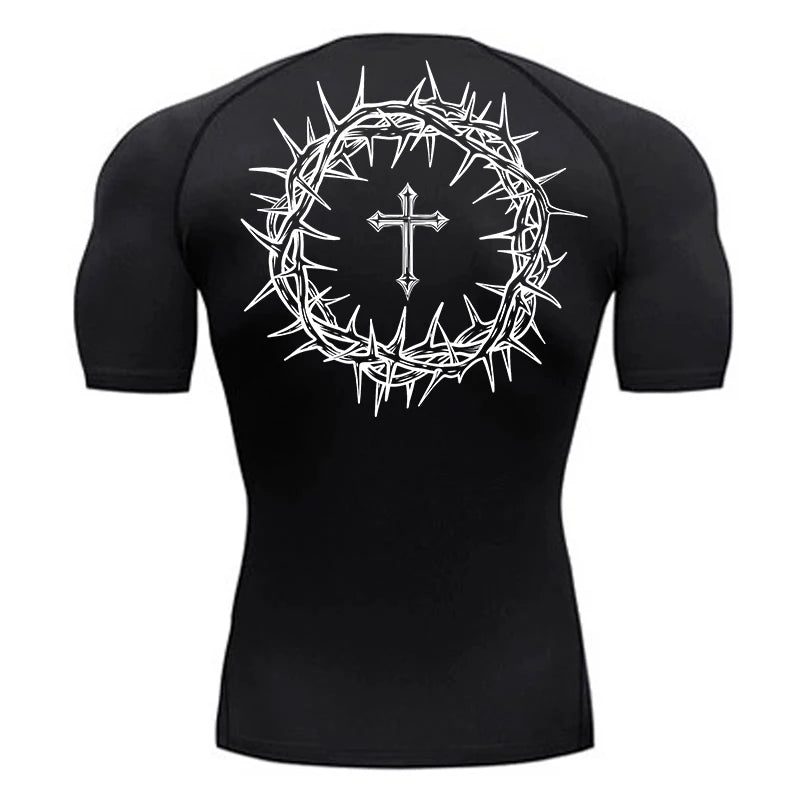 Cross design compression shirt