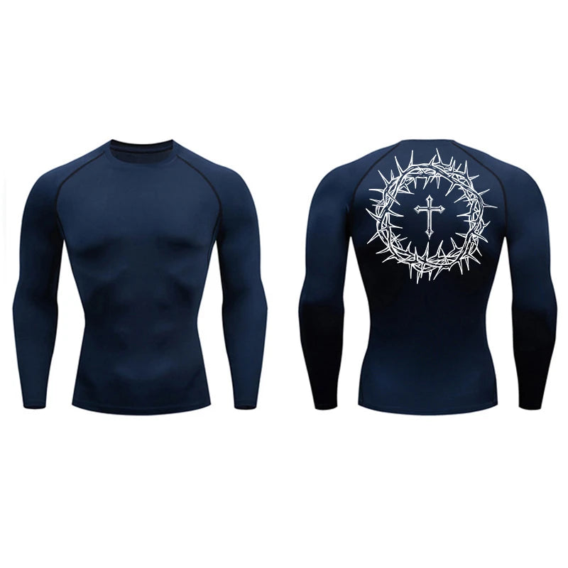 Cross design compression shirt
