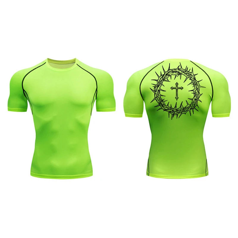 Cross design compression shirt
