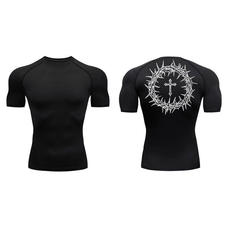 Cross design compression shirt